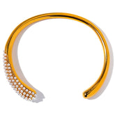 Bracelete Cuff Orgânico Pérola Banhado a Ouro - Horsys