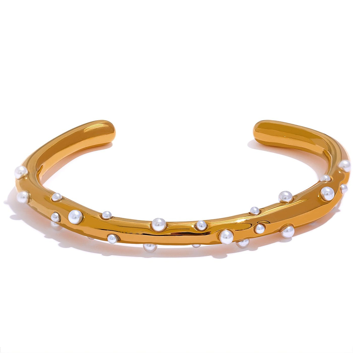 Bracelete Orgânico Cuff Pérola Banhado a Ouro - Horsys