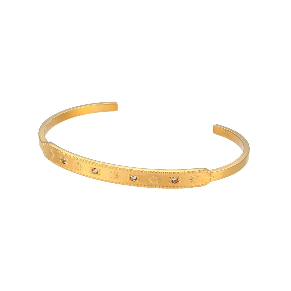 Bracelete de Cristal Estrela com Banho de Ouro 18k