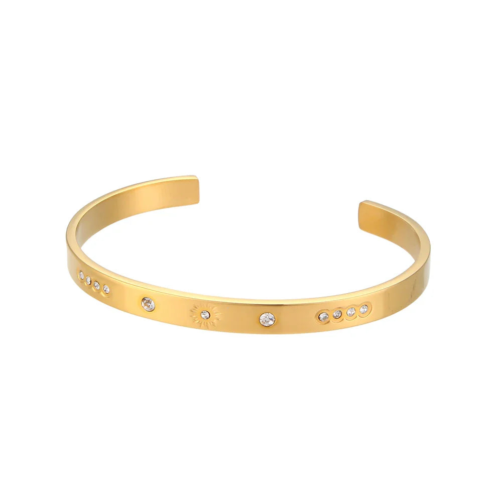 Bracelete de Cristal Estrela com Banho de Ouro 18k