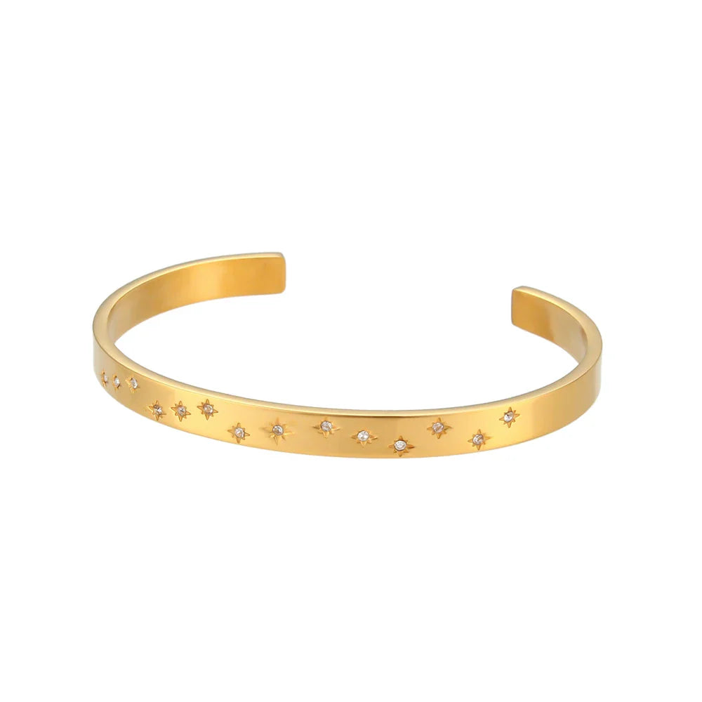 Bracelete de Cristal Estrela com Banho de Ouro 18k